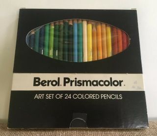 Vintage Berol Prismacolor Colored Pencils Set 953 24 In Easel Box