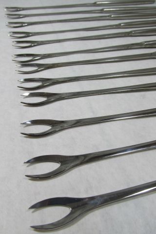 Sleek 12 Pc Vintage Danish Modern Kalmar Stainless Steel Fondue Fork Set,  Italy