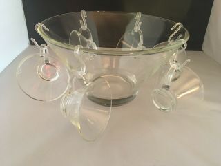 Vtg Anchor Hocking Clear Glass Sparkling Crystal Punch Bowl