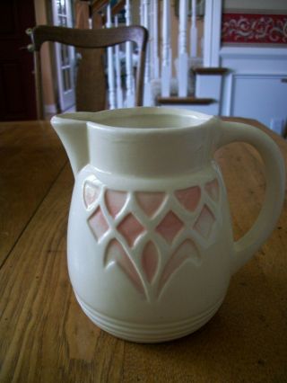 Vintage Roseville Pitcher Small (pink Stained Glass) Roseville Oh 1504 Rrpco