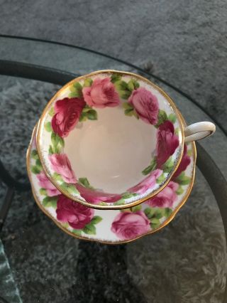 Vintage Royal Albert Old English Rose Teacup,  Saucer Red Pink Floral 2