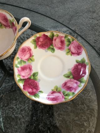 Vintage Royal Albert Old English Rose Teacup,  Saucer Red Pink Floral 3