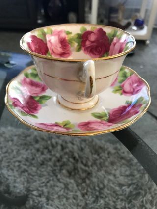 Vintage Royal Albert Old English Rose Teacup,  Saucer Red Pink Floral 8