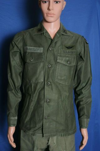 Vintage 1960s Vietnam Era Issued Us Army Cotton Sateen Og 107 Shirt S