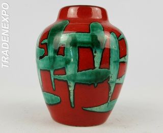 Vintage 60 - 70s Scheurich Keramik Red 550 - 10 Vase West German Pottery Fat Lava