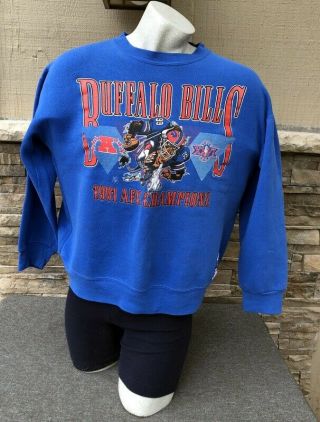 Vintage Nutmeg Buffalo Bills Sweatshirt 1991 Afc Champions Nfl Football Size L