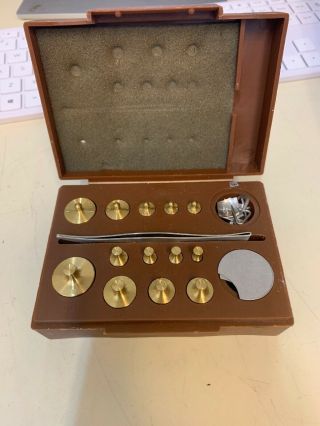 Vintage Torbal Pharmaceutical Brass Weights In Case Drams Grams Set
