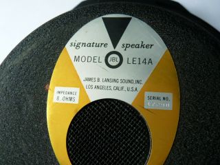 JBL LE - 14A Woofer 8 ohms Fully and All S/N 17290 7