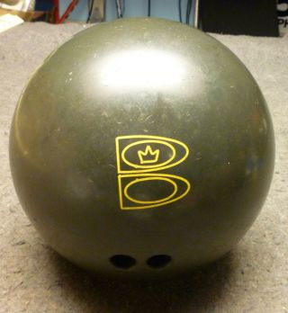 Brunswick Rhino Army Green Bowling Ball Vintage 15 lbs Good Drilled 3