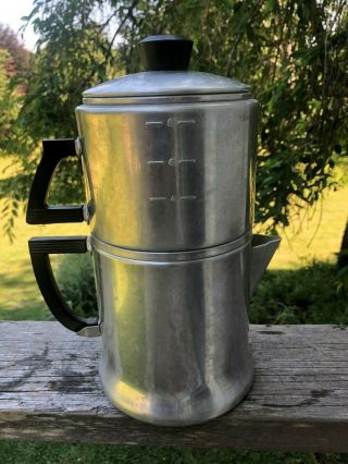 Vintage Wearever 8 Cup Coffee Pot Stove Top Campsite 3048 Drip - O - Lator