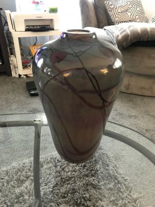 Vintage Art Glass Heart And Vine Vase Signed Dated 1978 Mystery Artist