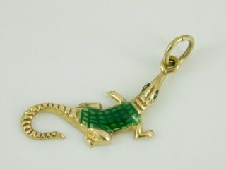 Vintage 14k Yellow Gold Enamel Alligator Charm