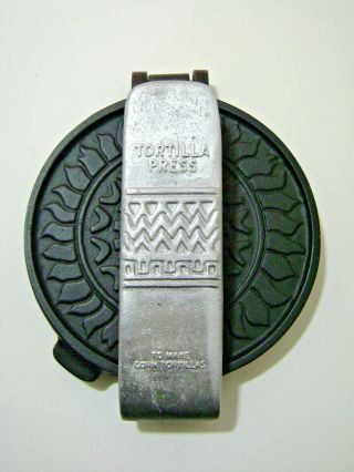 Vintage Nordic Ware Taco Tortilla Press 6” Cast Iron Black & Silver 2