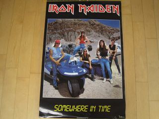Nos 1986 Vtg Iron Maiden Somewhere In Time Poster Concert Nwbhm Heavy Metal 80s