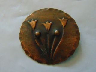 Vintage Jewelry Signed Rebaje Copper Flower Brooch Pin