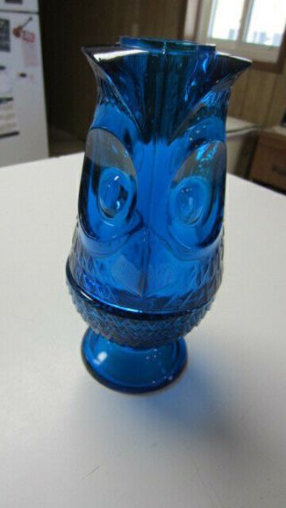 Vintage Viking Blue Glass Owl Fairy Lamp,  2 Piece