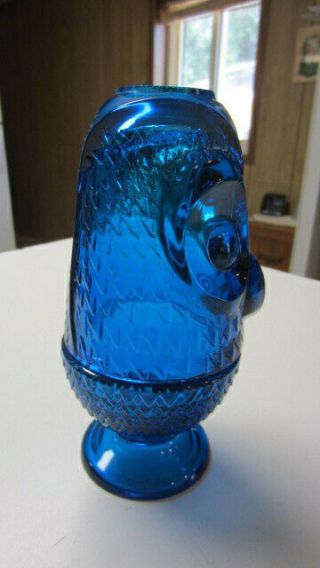 Vintage Viking Blue Glass Owl Fairy Lamp,  2 Piece 4
