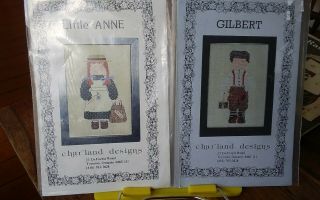 Vintage Charland Designs Cross Stitch Charts Little Anne & Gilbert 3.  5x5 "