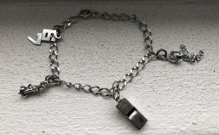 Vintage 1967 Sterling Silver Charm Bracelet / 4 Charms