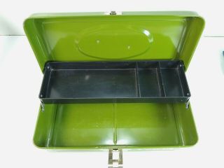 Vintage Union Green Fishing Metal Tackle Box Or Tool Kit