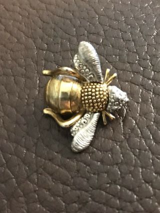 Vintage Signed Liz Claiborne Gold And Silver Bumble Bee Pin Brooch
