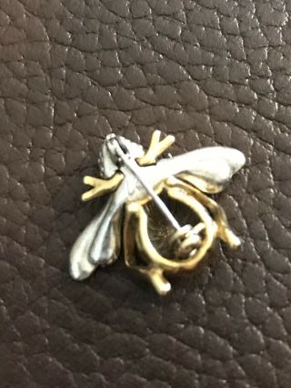 Vintage Signed Liz Claiborne Gold and Silver Bumble Bee Pin Brooch 2