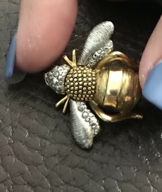 Vintage Signed Liz Claiborne Gold and Silver Bumble Bee Pin Brooch 4