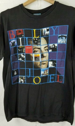 Vintage Billy Joel 1989 1990 Storm Front Black Tour T - Shirt Large