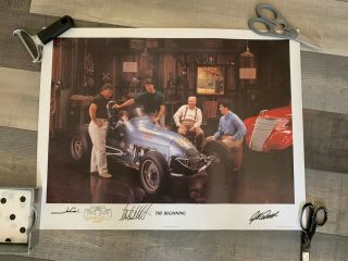 Vintage The Andretti Family The Beginnings Signed By Mario,  Micheal & Jeff Print
