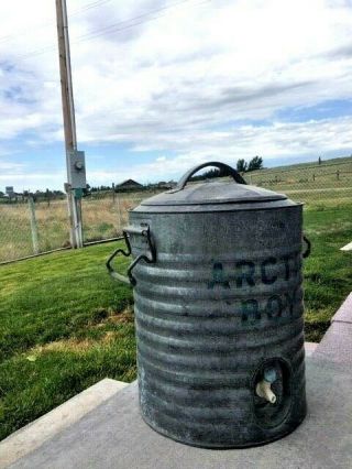 Vintage Arctic Boy 5 Gallon Galvanized Metal Lined Water Cooler with Handles 2