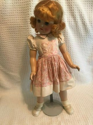 Vintage 20 Inch Ideal Toni Strawberry Blonde Doll P - 93 With Doll Stand