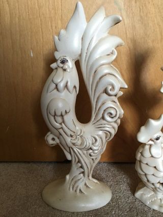 Vintage Pair Rooster & Hen Retro 1970 ' s Ceramic Drip Glaze Ready To Be Painted 2