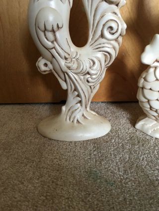Vintage Pair Rooster & Hen Retro 1970 ' s Ceramic Drip Glaze Ready To Be Painted 3