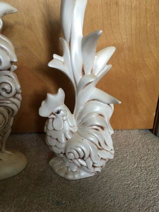 Vintage Pair Rooster & Hen Retro 1970 ' s Ceramic Drip Glaze Ready To Be Painted 4