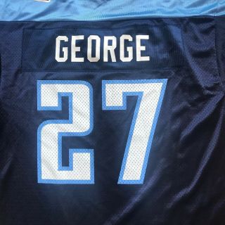 Vintage Eddie George 27 Tennessee Titans NFL Navy Jersey Champions Mens 40 5