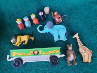 Vintage Fisher Price Little People Circus Train Animals Set Retro 70s Toys Usa