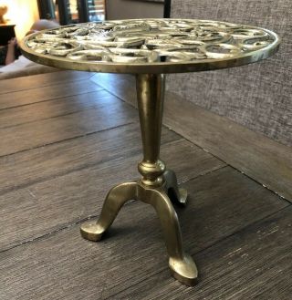 Vintage Brass Squirrel Plant Stand Table Top Solid Brass Ornate