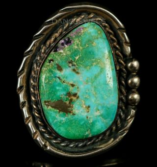 Vintage Navajo Old Pawn Turquoise Sterling Silver Big Wide Ring Size 6.  5