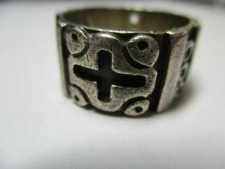 Sterling Silver 925 Estate Vintage Taxco Cross Loops Mens Eternity Ring Size 9.  5
