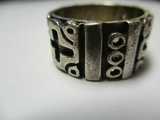 STERLING SILVER 925 ESTATE VINTAGE TAXCO CROSS LOOPS MENS ETERNITY RING SIZE 9.  5 2