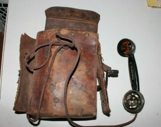 Ww2 Military Vintage Field Phone Telephone Siemens Brothers W/ Leather Case S10
