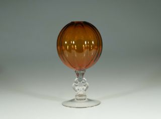 Vintage Cambridge Glass Amber Glass Keyhole Ivy Ball Vase C.  1935