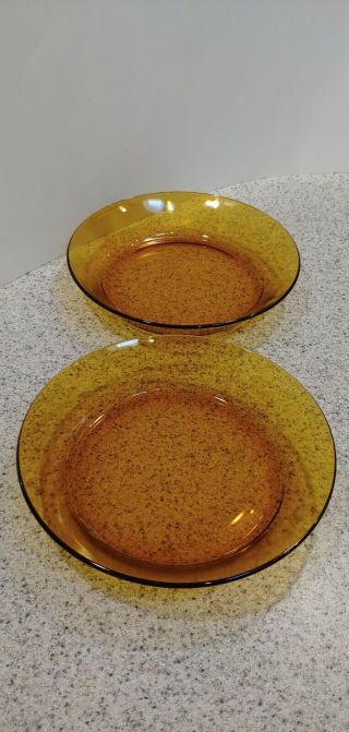 Vtg Duralex Amber Glass Salad/soup Bowl Set Of 2 Cristal D 