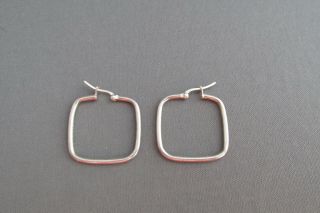 Vintage Sterling Geometric Square Solid Hoop Earrings