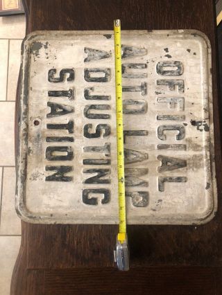 Vintage Official Auto Lamp Adjusting Station Road Sign 15“ X 15“ 2