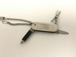 Vtg Rostfrei Solingen Small Sterling Chain & Top Multi Function Pocket Knife