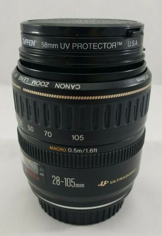 Vintage Canon EF 28 - 105mm 1:3.  5 - 4.  5 Ultrasonic Zoom Lens EUC w/ UV Protector 4
