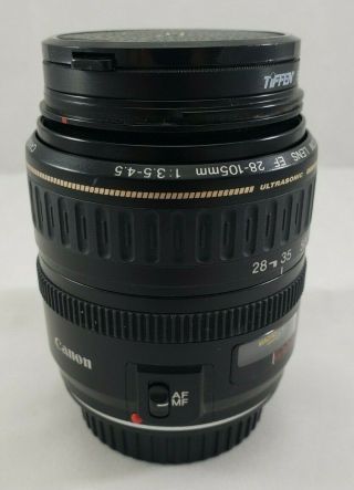 Vintage Canon EF 28 - 105mm 1:3.  5 - 4.  5 Ultrasonic Zoom Lens EUC w/ UV Protector 5
