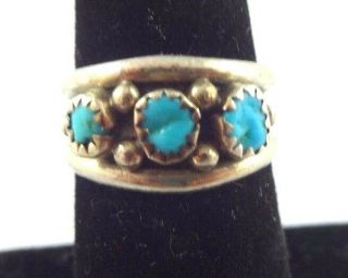Estate Vintage Native American Style.  925 Sterling Silver Turquoise Ring Size 6 2