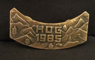1985 Vintage Hog Harley Davidson Motorcycle Owners Group Lapel Hat Vest Pin